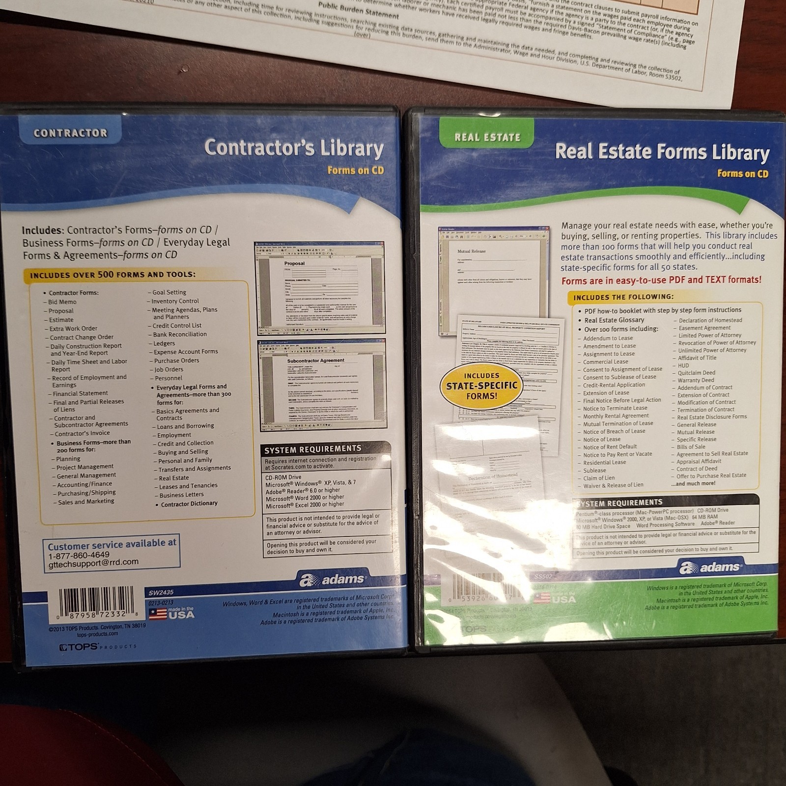 Adams Business Forms Software CD Lot Contractor Library Real Estate Forms Templa