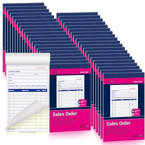 40 Pack Carbonless Sales Order Book, 2-Part Receipt Forms, Invoice, 3.3″x5.6