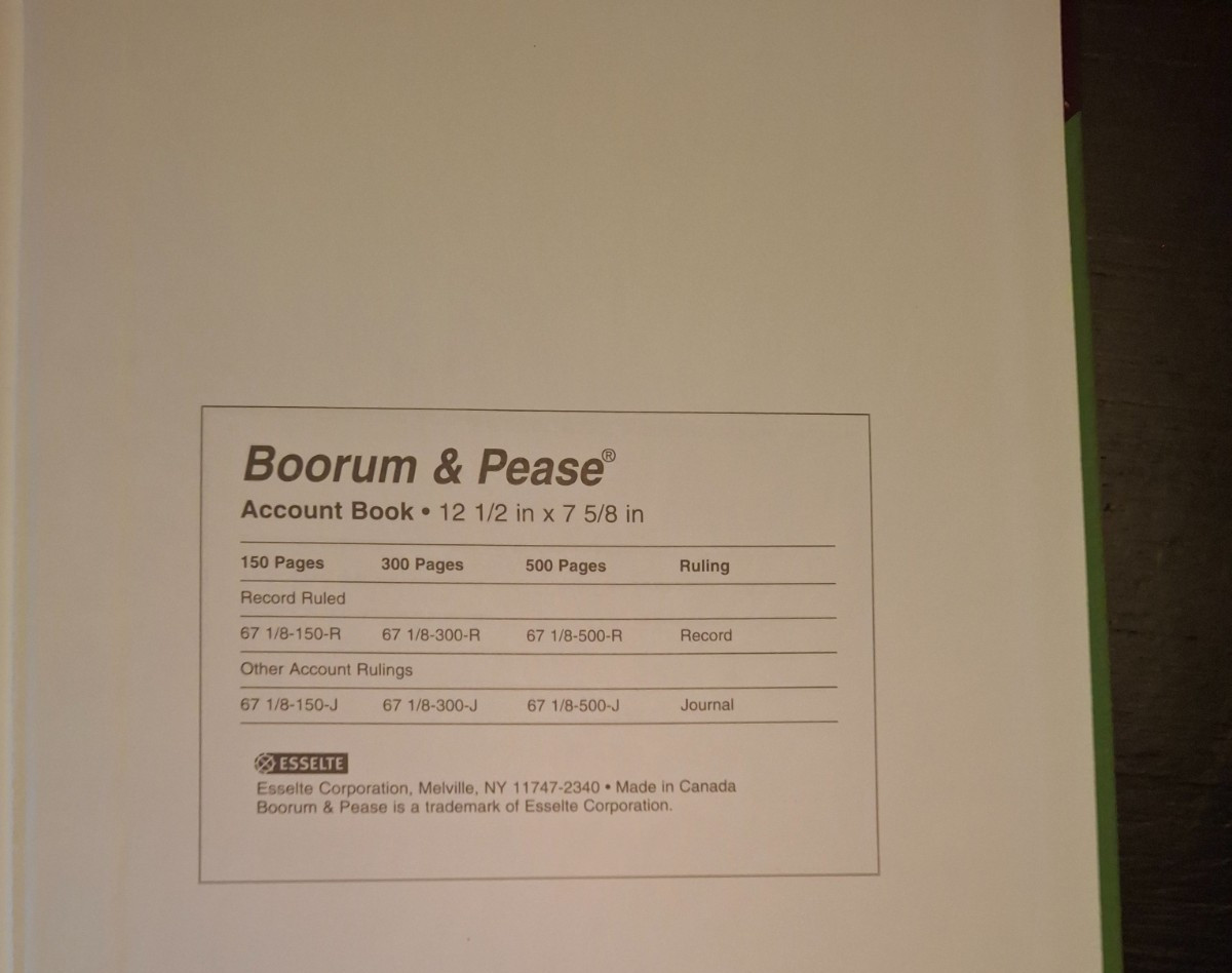 Boorum & Pease Record Keeping/Account Book Record Rule Green/Red 300 Pages