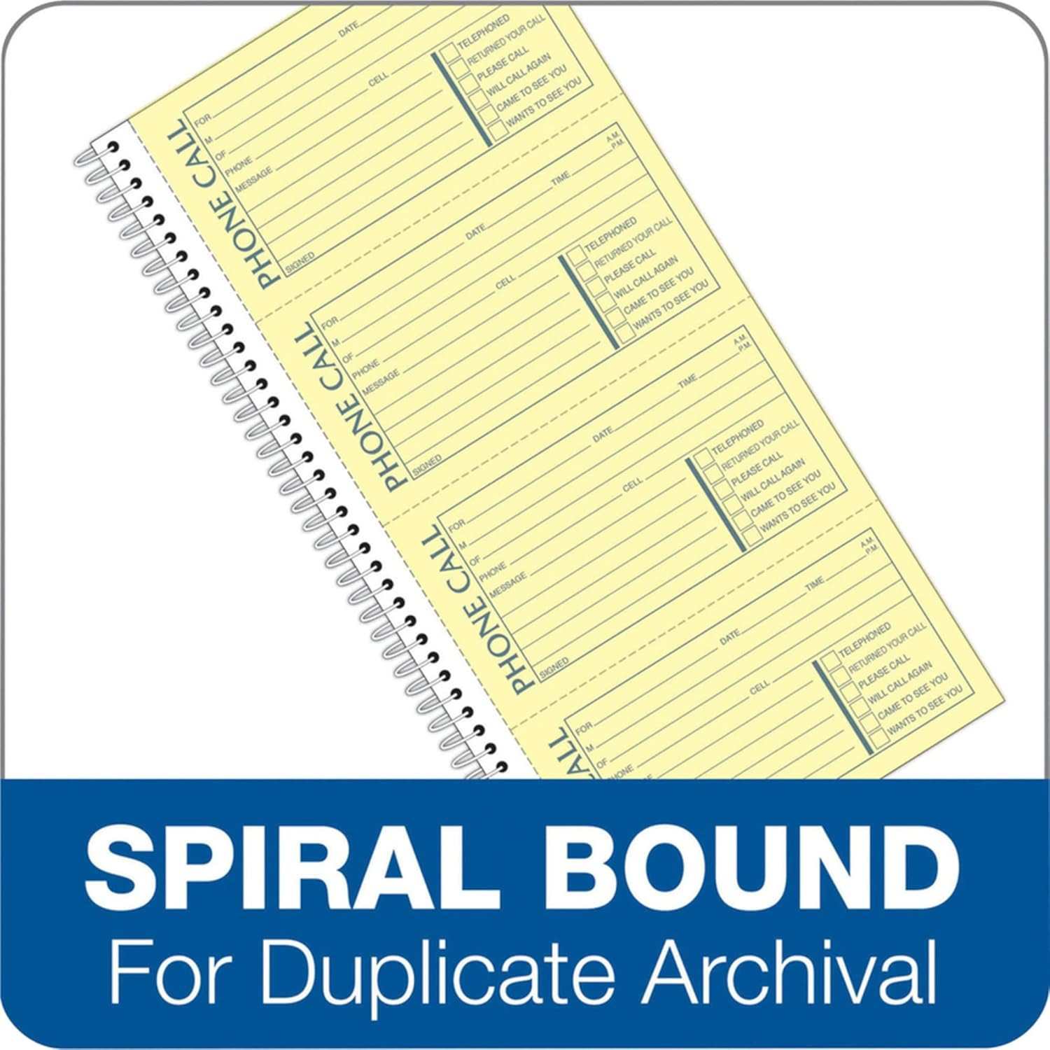 Phone Message Book, Carbonless Duplicate, 5.5 X 11 Inches, 4 Sets per Page, 4 Se