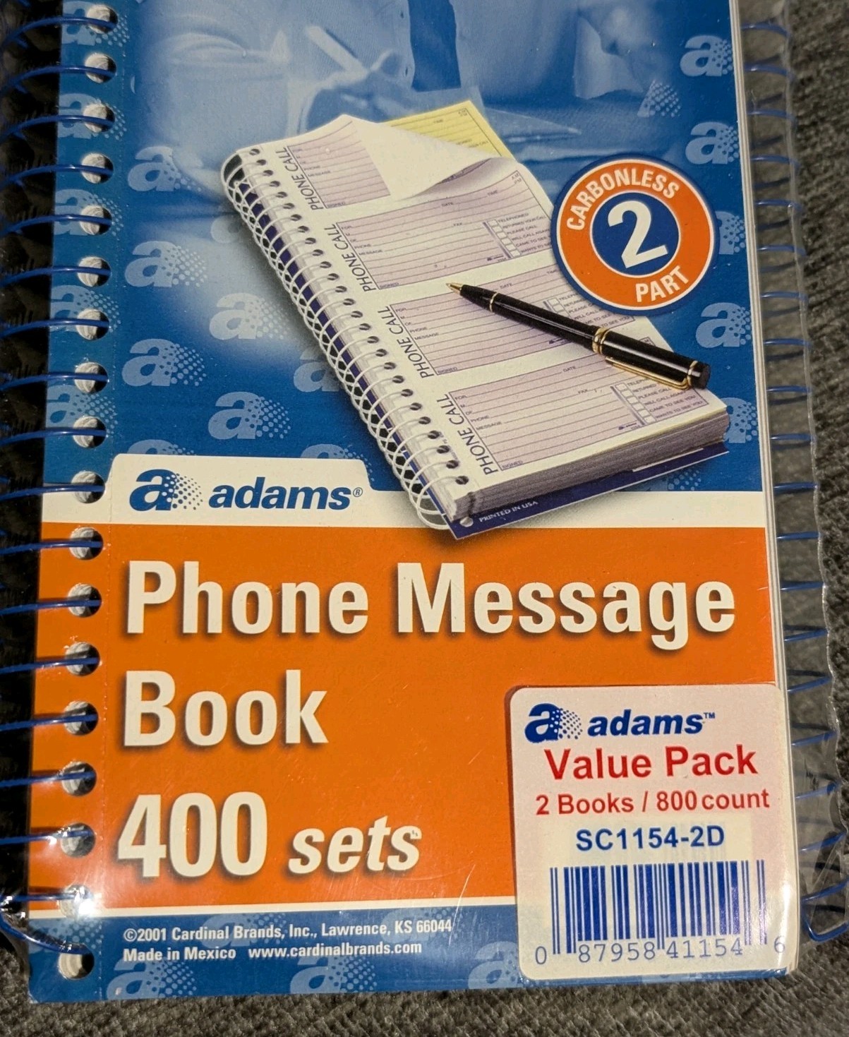 Adams Phone Message Book 400 Sets x2 = 800 Value Pack SC1154-2D Sealed Brand New