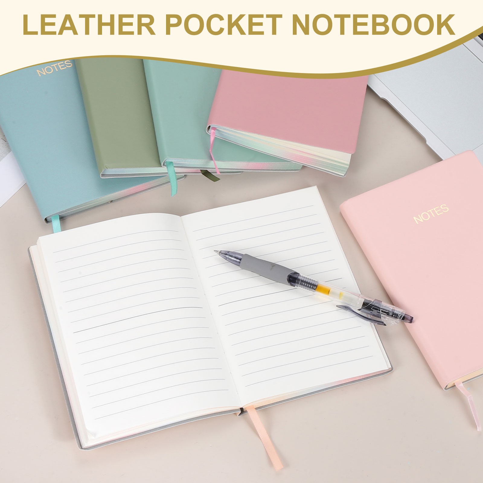 Line Notebook, C6 Pocket Journal Notebook, Cherry Pink