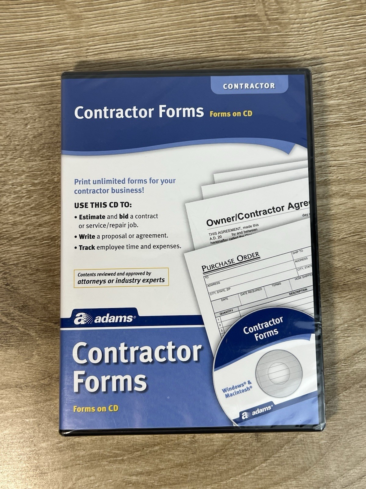 Adams Contractor Forms on CD SS4301 Windows & Macintosh PDF And Excel