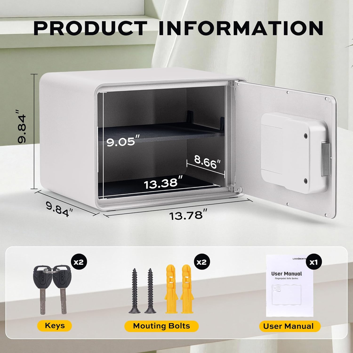 Biometric Safe for Home, 0.6 Cube Feet Auto-Open Fingerprint Safe with Touch Scr
