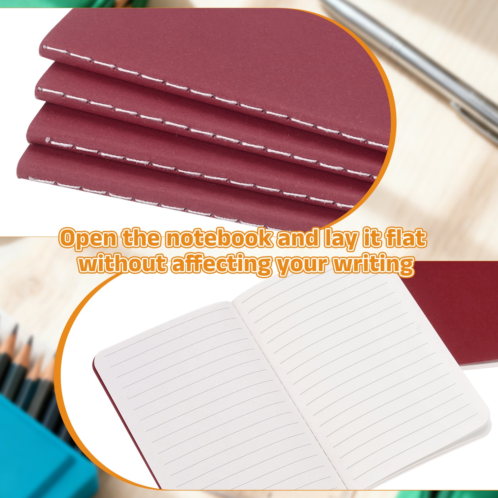 4 Pack A6 Notebook, A6 Journal Mini Notebook Pocket Kraft,Wine Red
