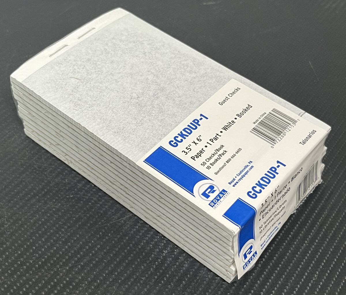 Royal 1-Part Booked Unlined Guest Checks White 10-Pack (50 Checks/Book) 3.5×6”