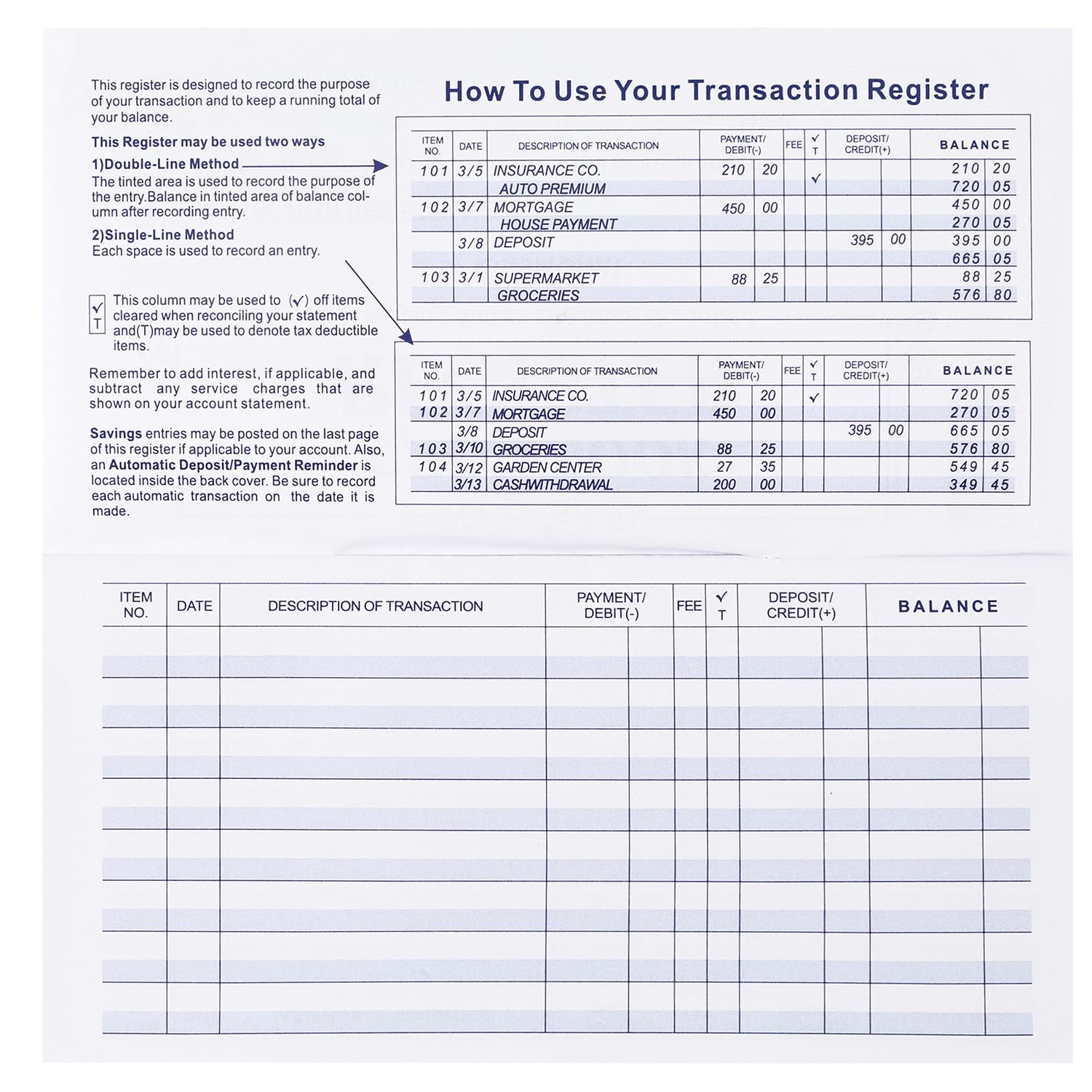 32 Pack Check Registers for Personal Checkbooks, Checkbook Register, Blank Le…