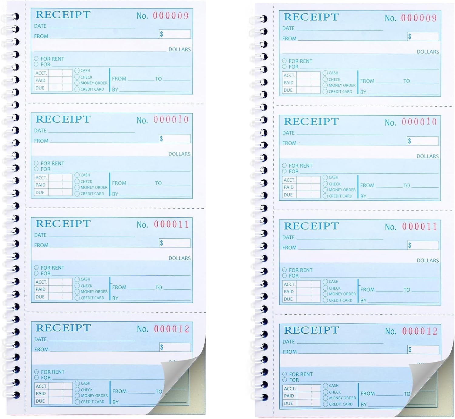 2 Packs Receipt Book with Carbon Copies,Money and Rent Receipt Book,2-Part Ca…