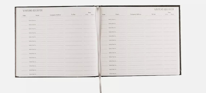 National Visitor Register Book Black Hardcover 128 Pages 8 1/2 x 9 7/8 57802(V16