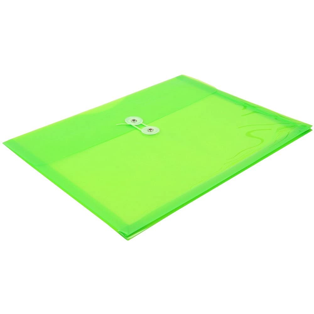 JAM PAPER Plastic Envelopes with Button & Letter Size, Assorted Colors 6 Pack