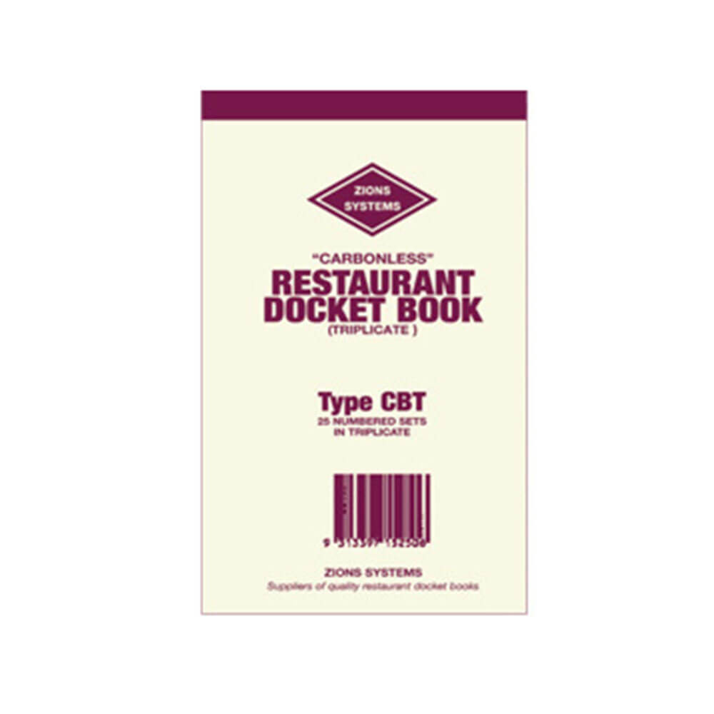 Zions Carbonless Triplicate Restaurant Docket Book Recording Books High Quality