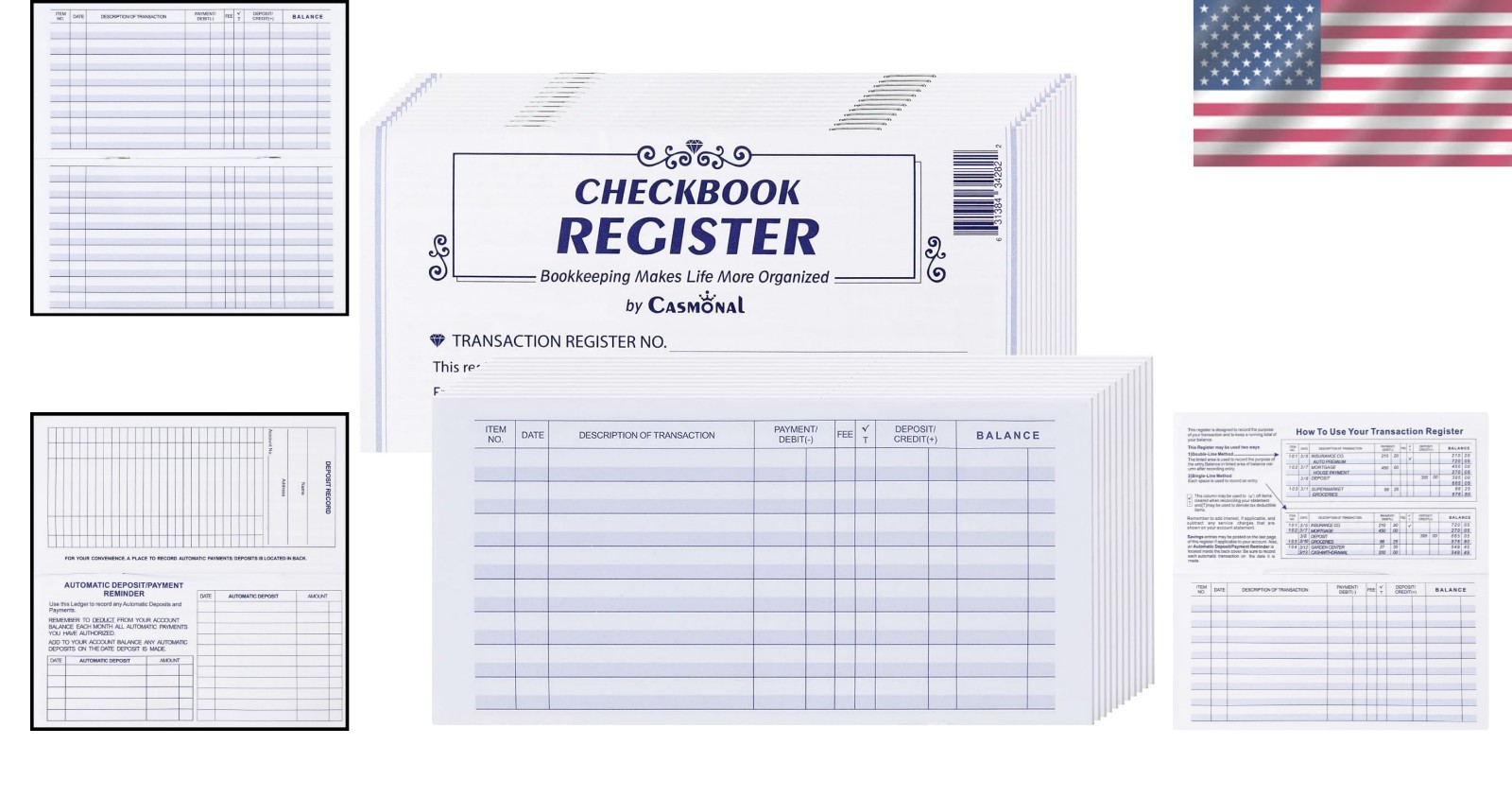 Effortless Financial Management: 32-Pack Check Registers for Payments & Deposits