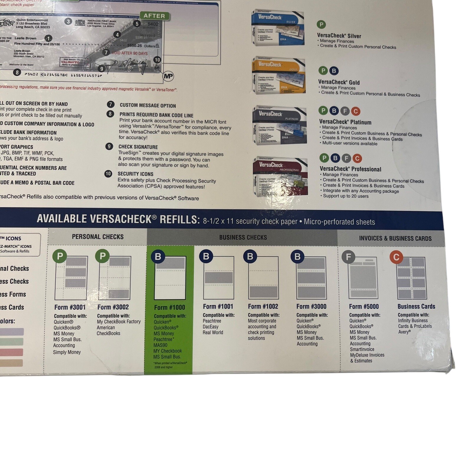 VersaCheck Secure Checks – 250 Blank Business Voucher Checks – Blue Classic – 25