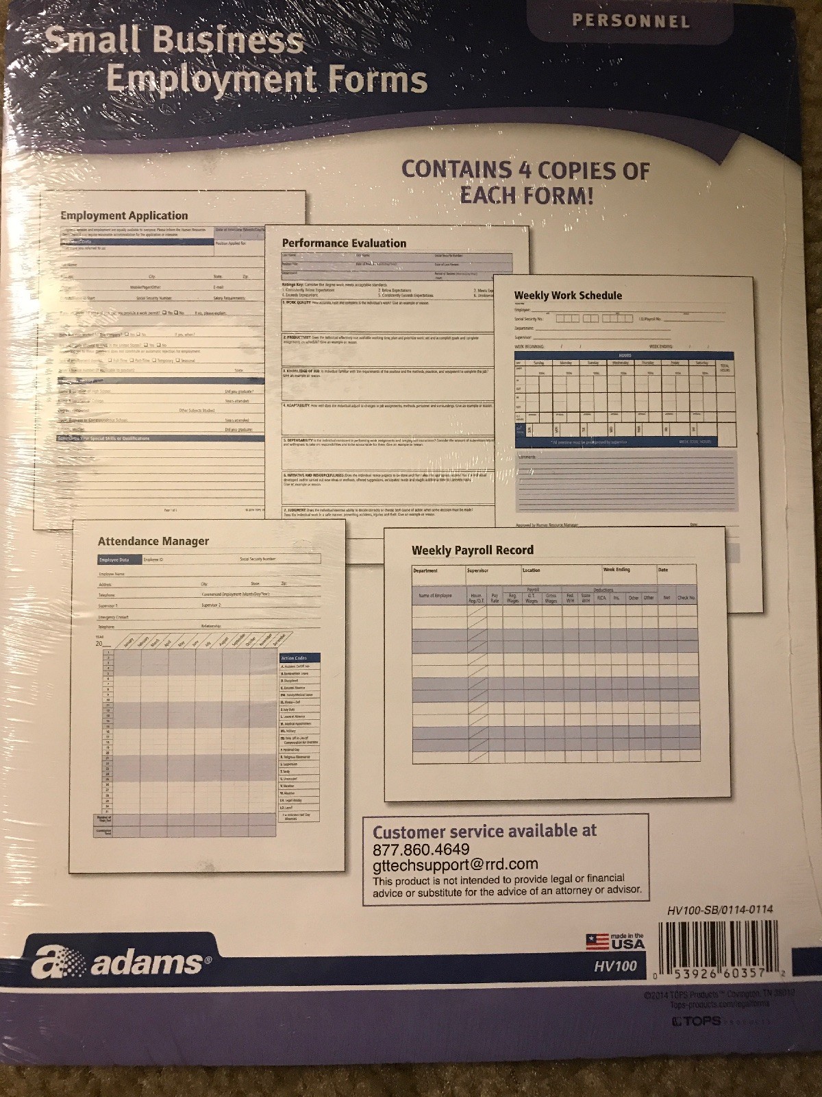 Adams Small Business Employment Forms, 20 Forms, HV100