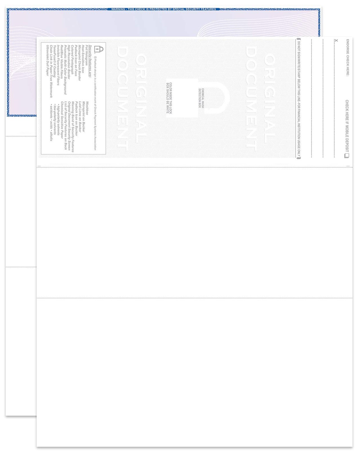 EZ Checks High Security Check Paper with Hologram & at Top, Blue/Maroon