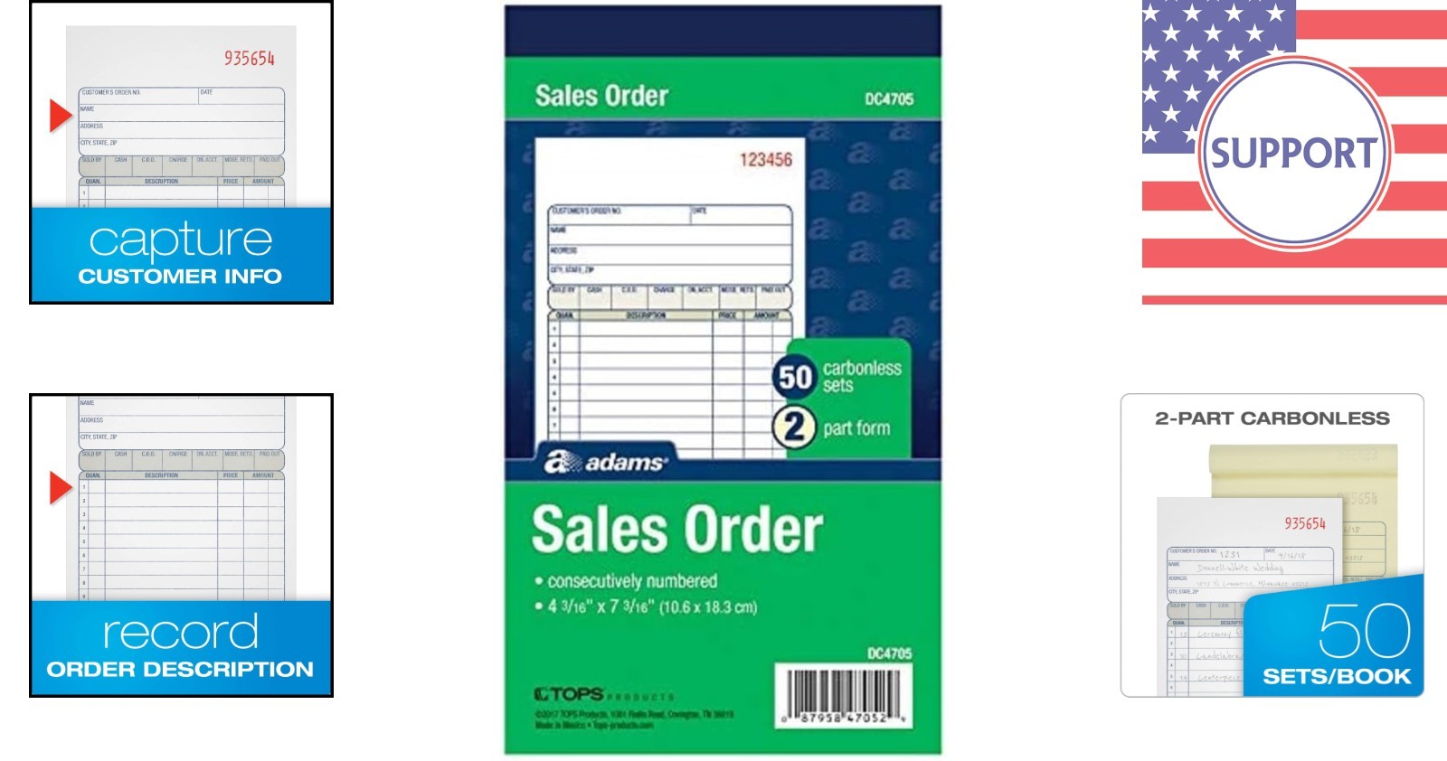 Professional 2-Part Carbonless Sales Order Books – 3 Pack with Wraparound Cover