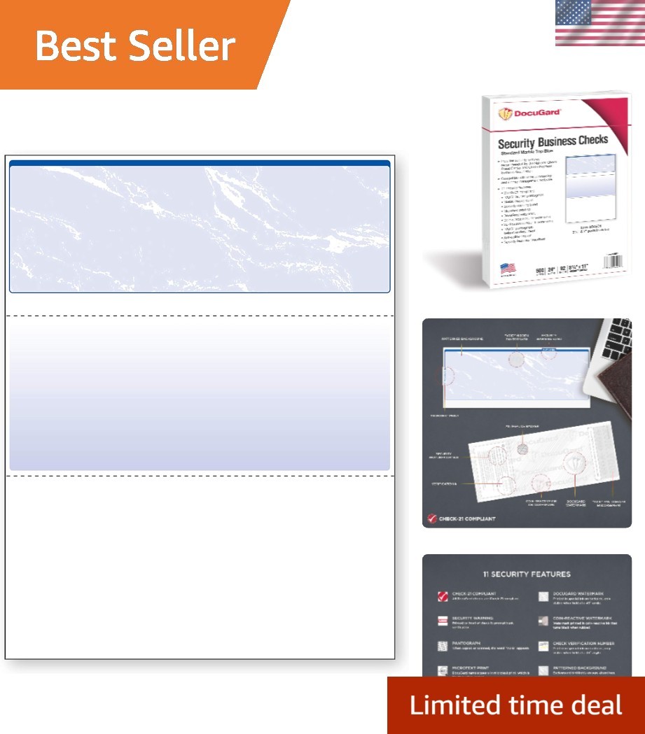 Uncoated Blue Marble High Security Checks – 11 Anti-Fraud Features, 500 Sheets