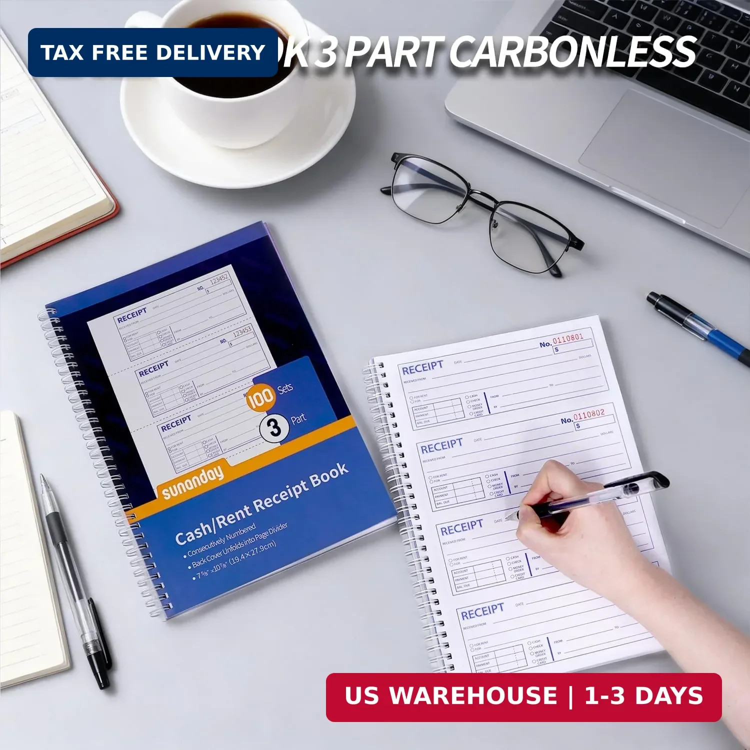 6 Pack Large Money and Rent Receipt Books with Cardboard Insert,7-5/8″ x 10-7/8″
