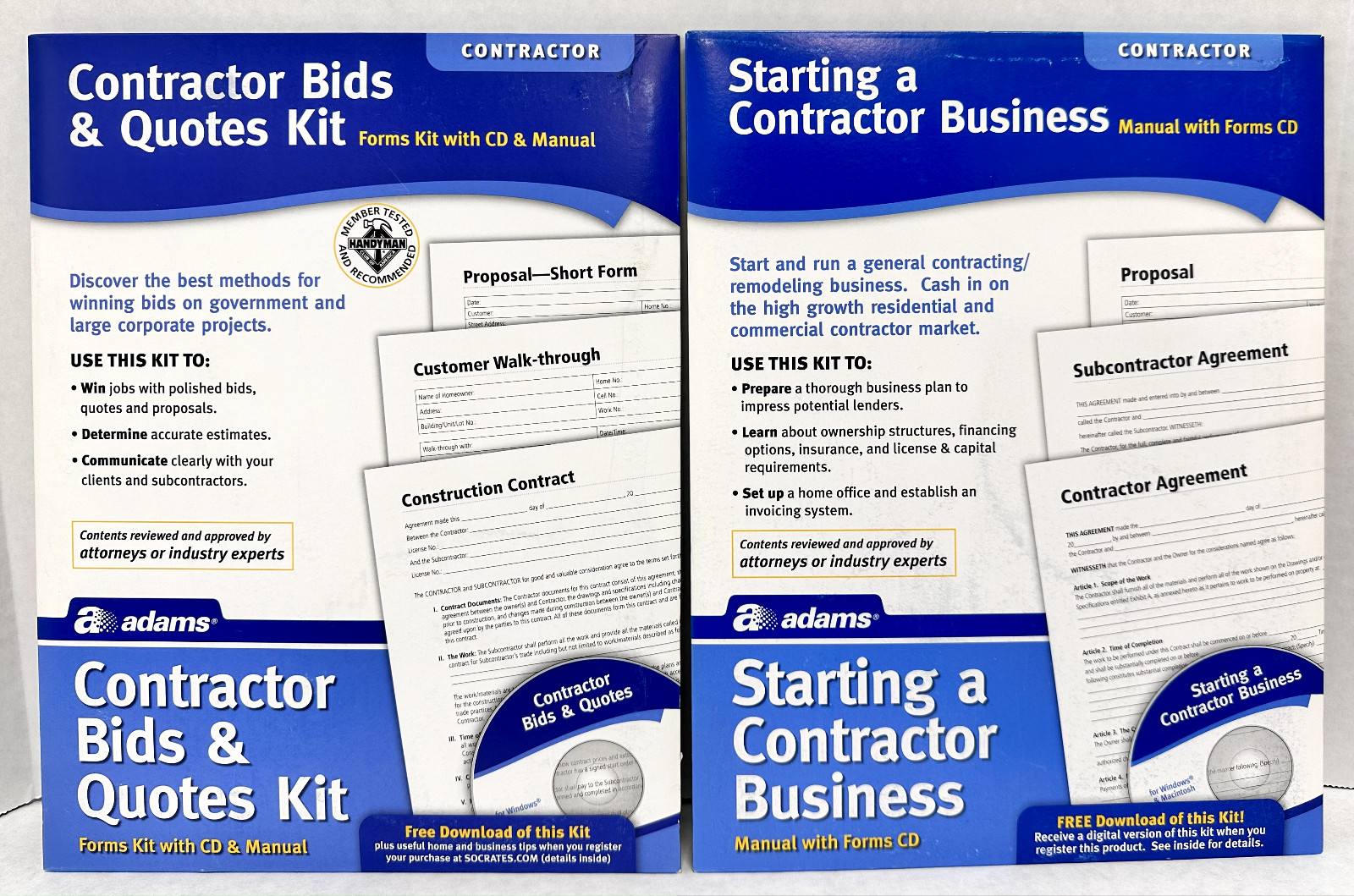 NEW Adams Contractor Business Forms BUNDLE (Bids, Quotes, Library & Forms)