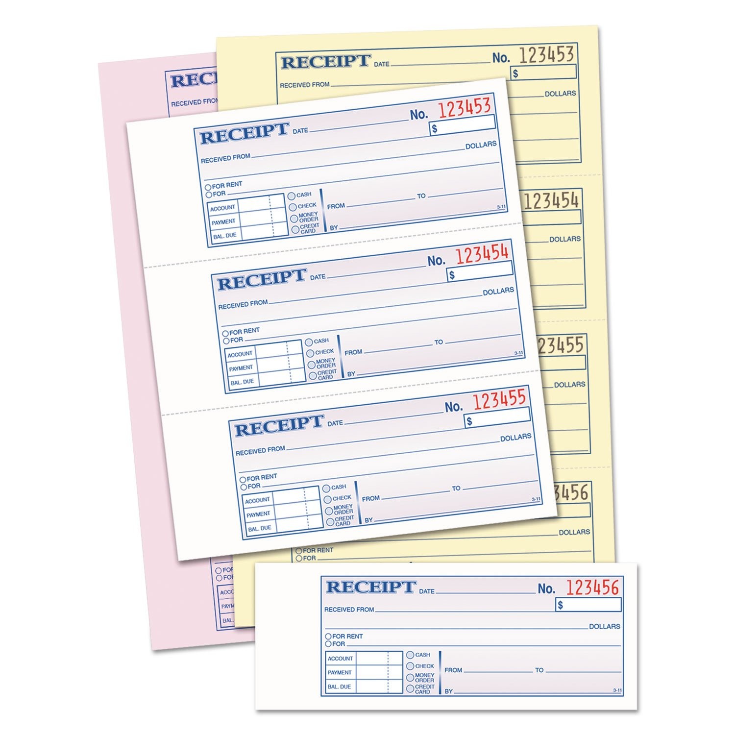 Adams Tc1182 Tape Bound Money Rent Receipt Book White Rose Safe Office Product