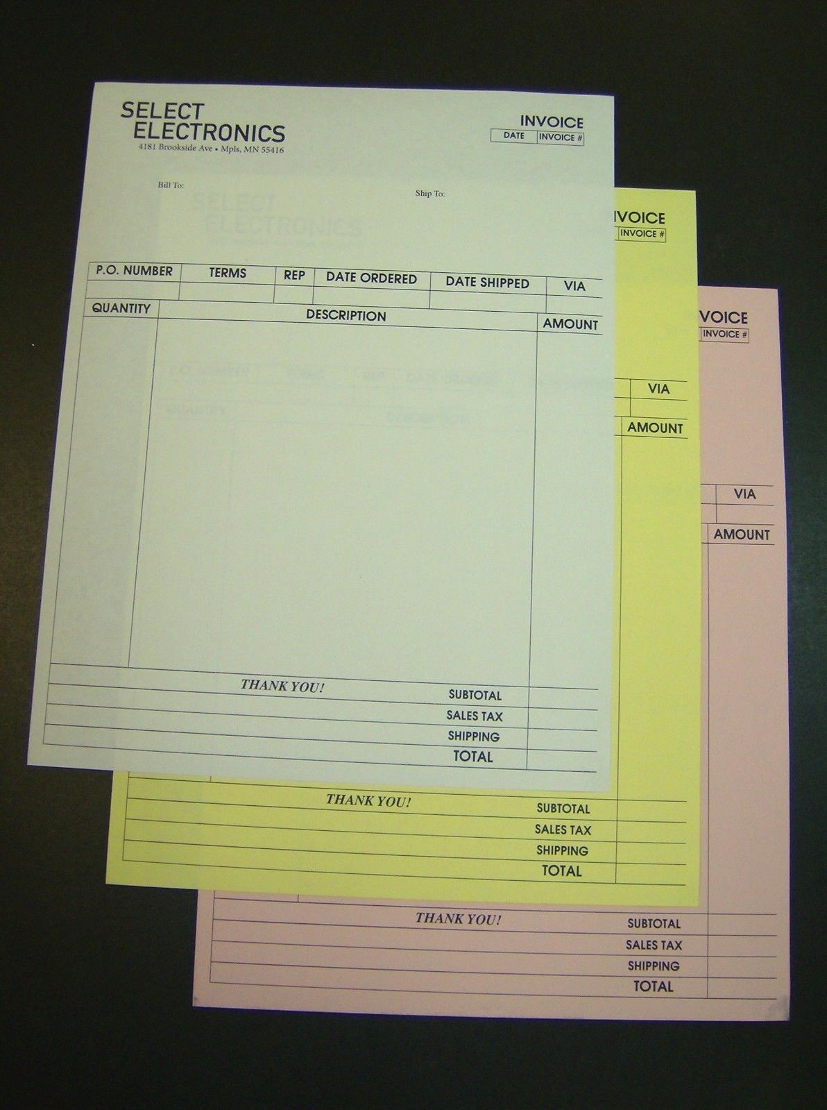 Printed 3-Part Forms, Custom 8.5″ x 11″ Carbonless Sets, black ink, NCR business