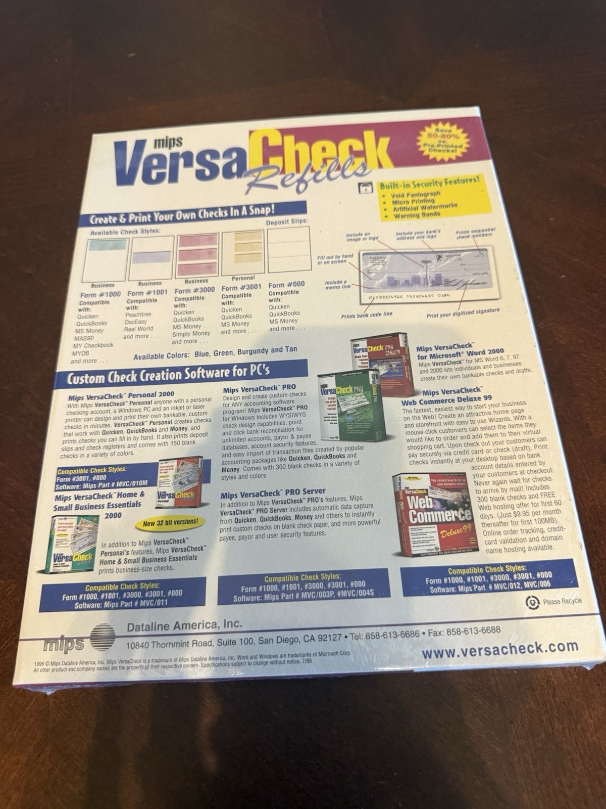 Mips VersaCheck Refills Form 3000 Classic Style Rainbow Pack 300 Blank Checks