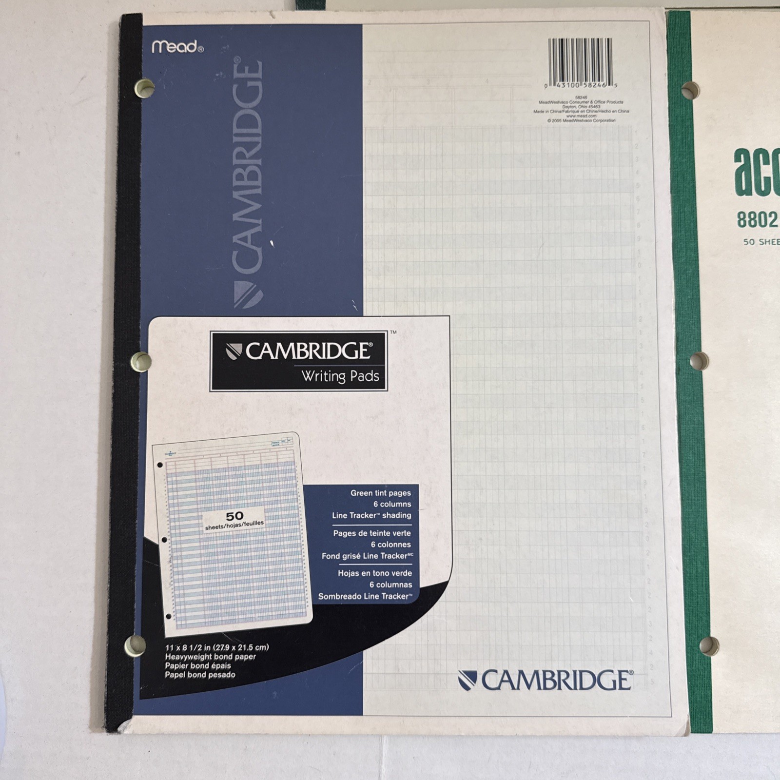 Set Of 5 Vintage Columnar Paper Pads Wilson Jones Boorum & Pease Mead 1968 1986