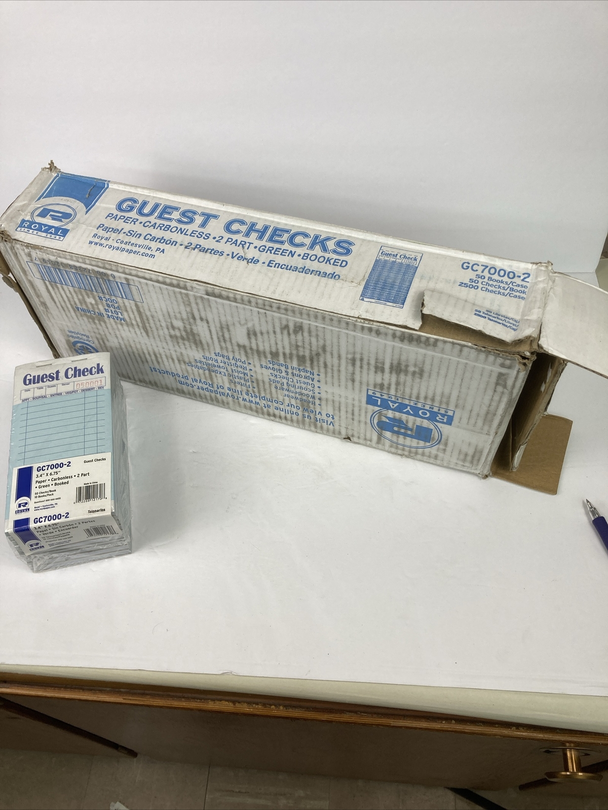 Royal Guest Check Book Carbonless Duplicate 3.4”x 6.75” 50/Book 50 2500 Total