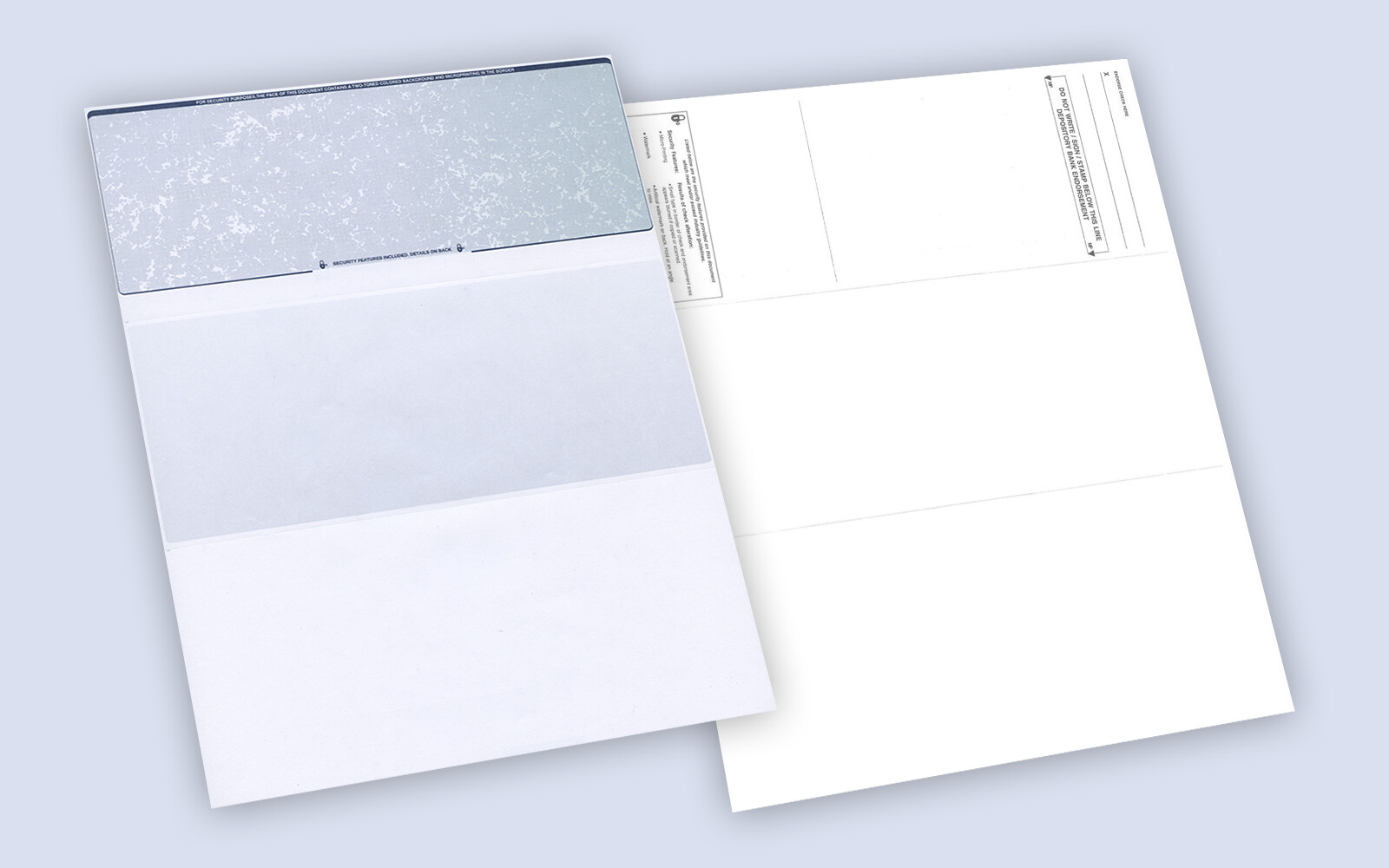 1000 Blank Check Stock – Computer Business Check on Top – Blue/Green Prismatic