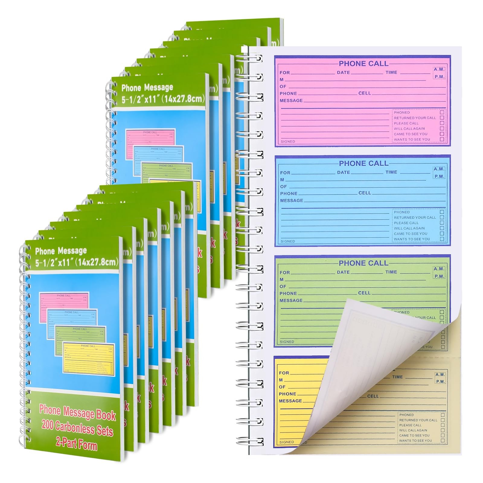 12 Pcs Spiral Bound Message Book for Business Office, 5 1/2″ x 11″2 PartTelep…