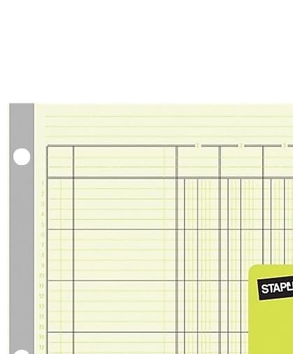 Staples Analysis Pads, 13‑Column 16.31″W x 11″H (Pack of 1 Pad), Green
