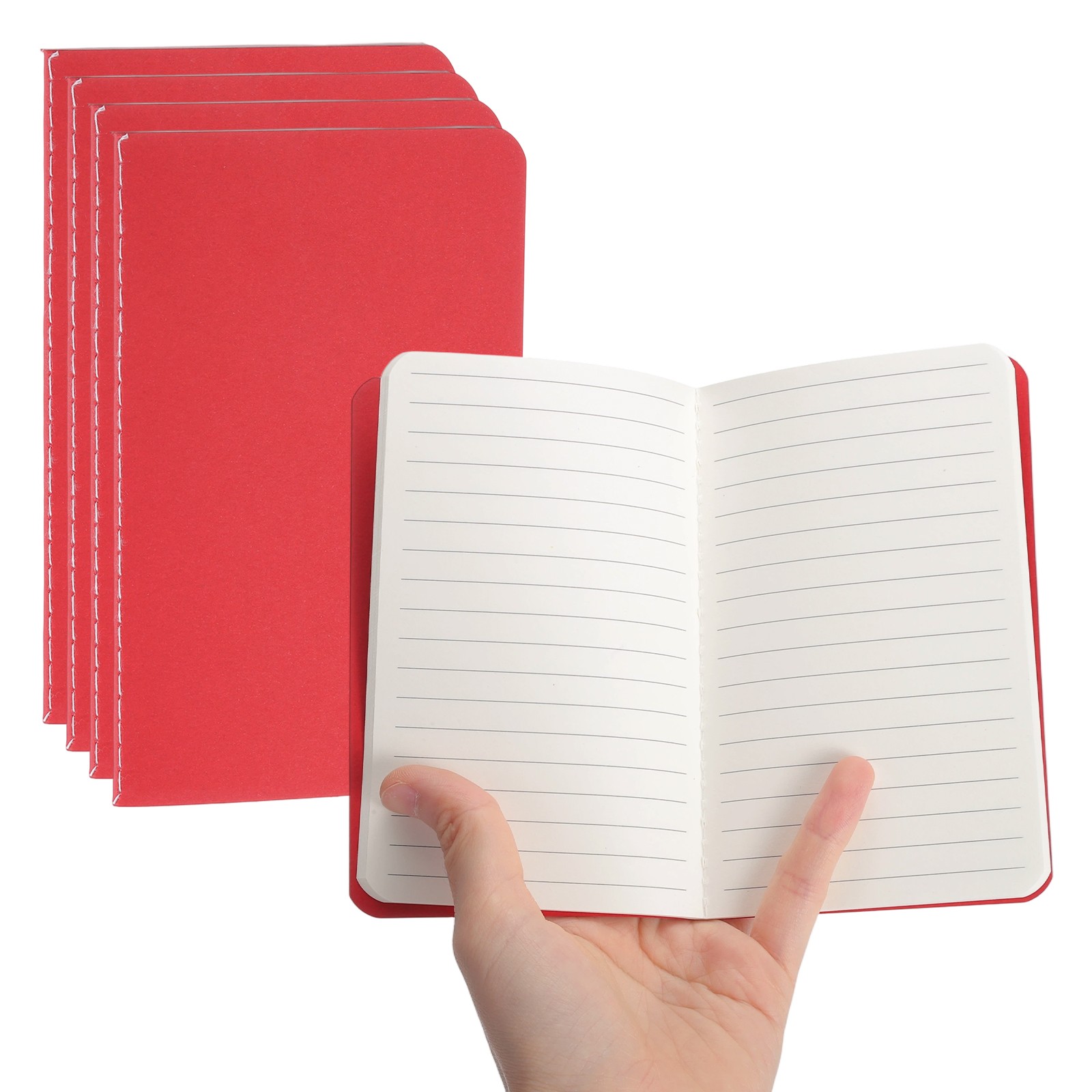 5 Pack A6 Notebook, A6 Journal Mini Notebook Pocket Kraft,Red