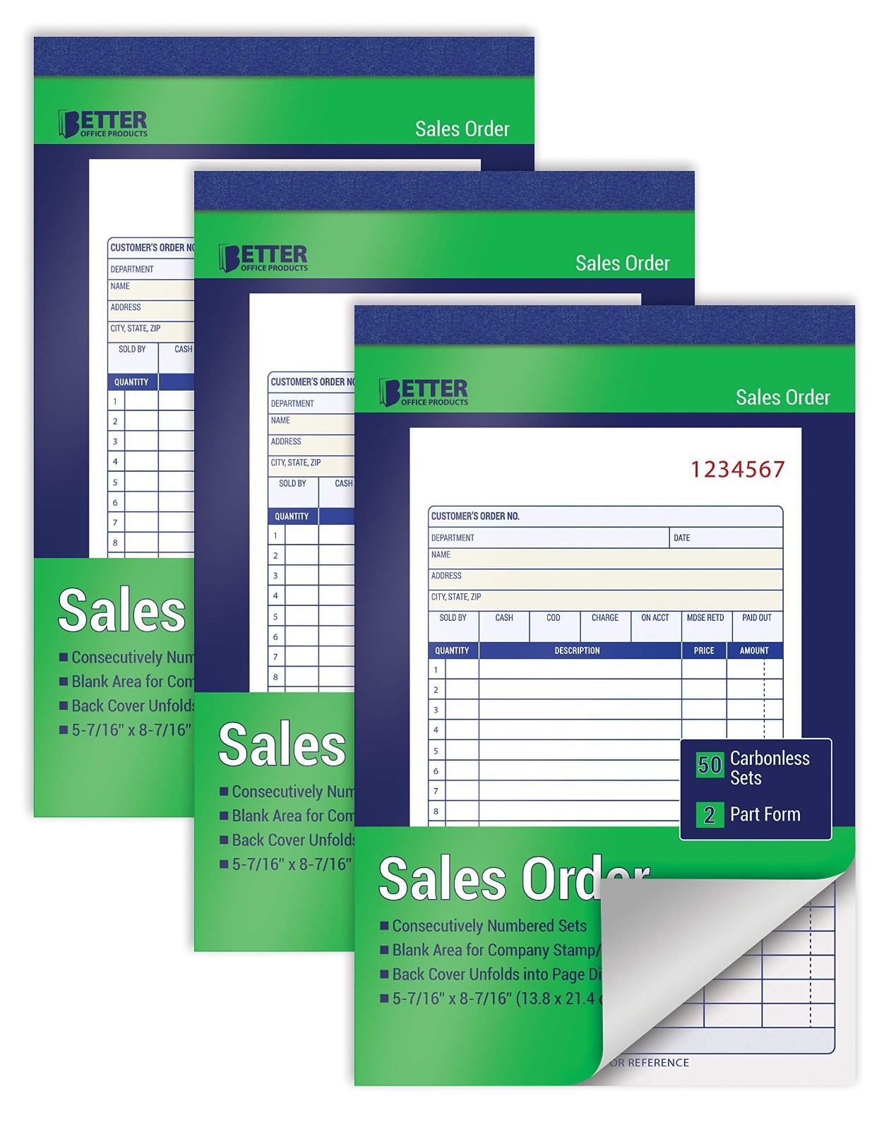 Large Carbonless Sales Order Books – 3 Pack, 2-Part, 150 Sets, 5.5″x8.5