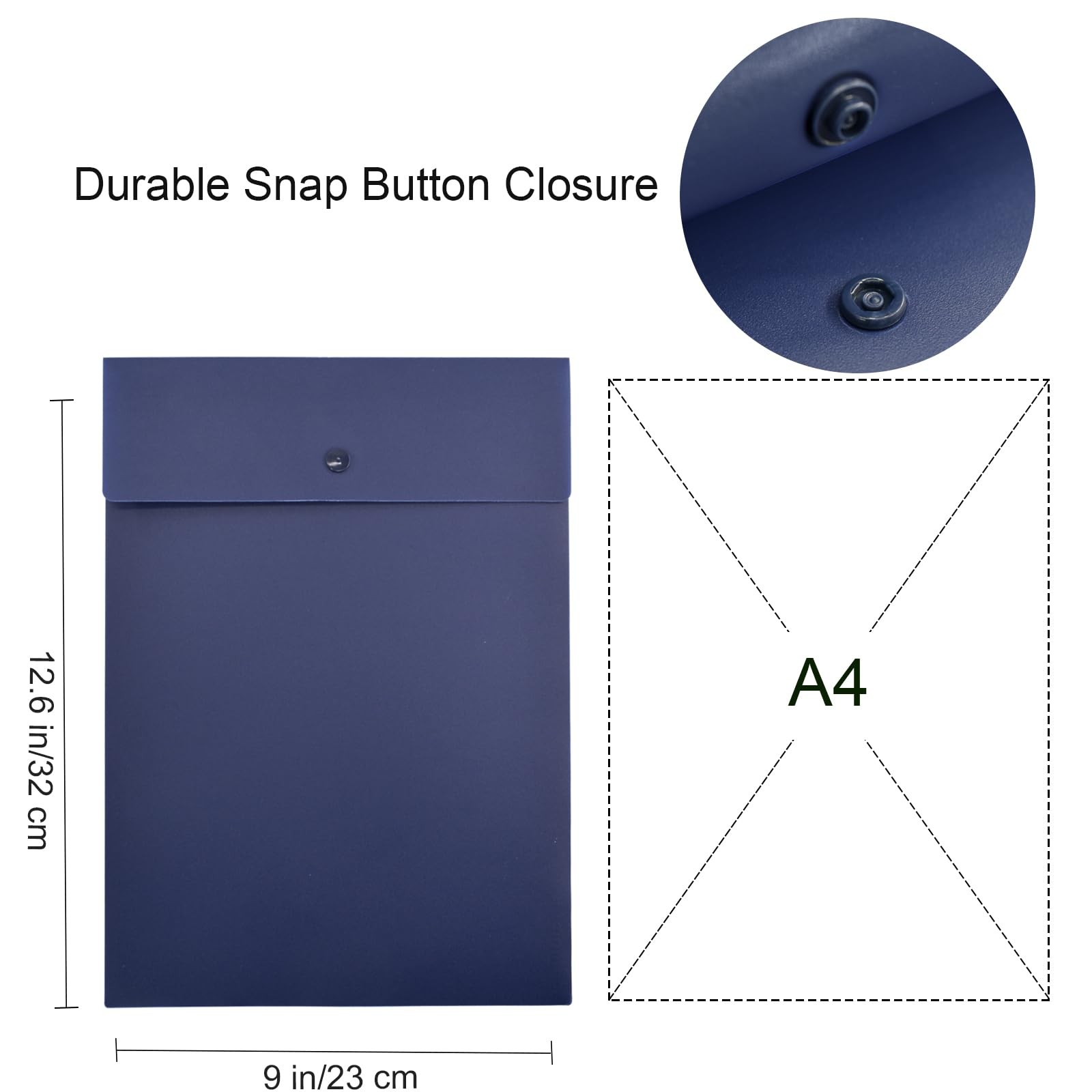 VANRA Vertical File Folders Poly Filing Envelope Plastic Project Navy Blue