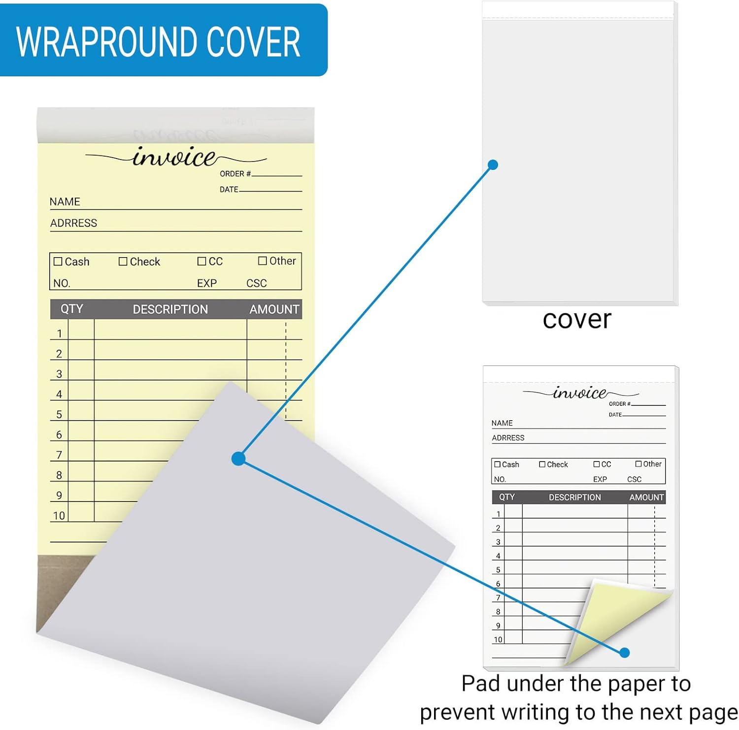 12 Pack Invoice Books for Small Business, 3.5 X 5.5 Inch 2 Part Carbonless Recei