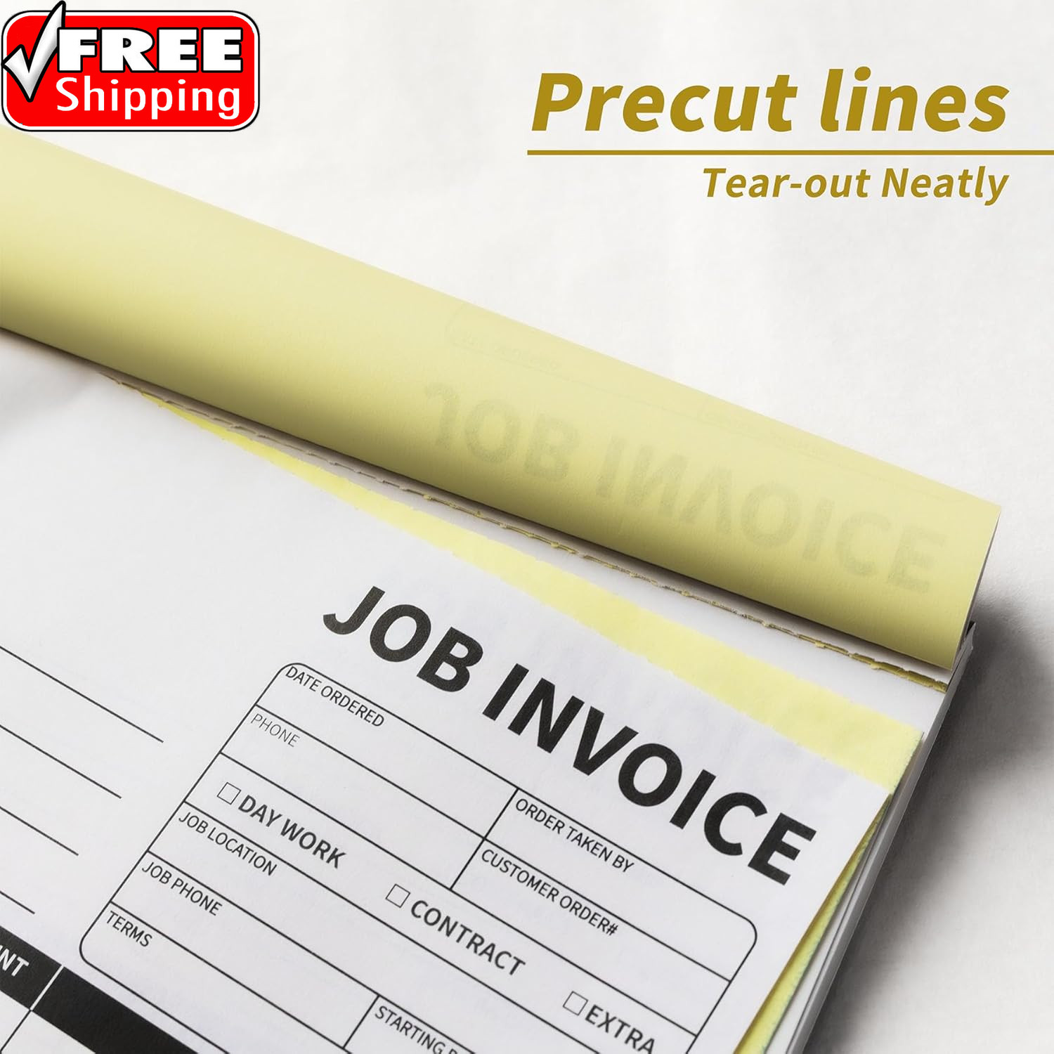 Carbonless Work Order Forms,7.5 X 11 Inches Invoices for Small Business,Sales Or