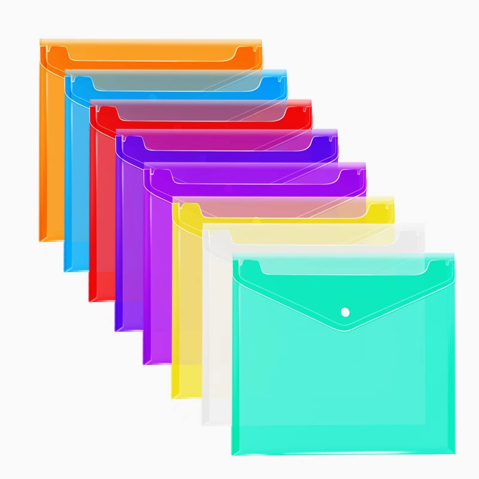 Zfyoung Plastic Envelopes (Pack of 8) – 8 Colors, A4 Size, Poly Pack 8