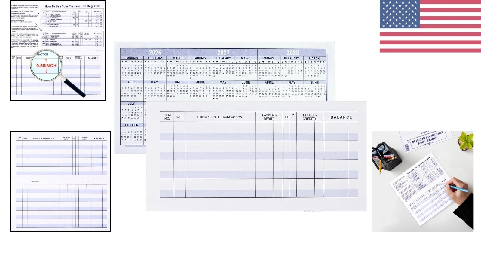 Bold Layout 12 Pack Check Registers for Clear Transaction Logging & Budgeting