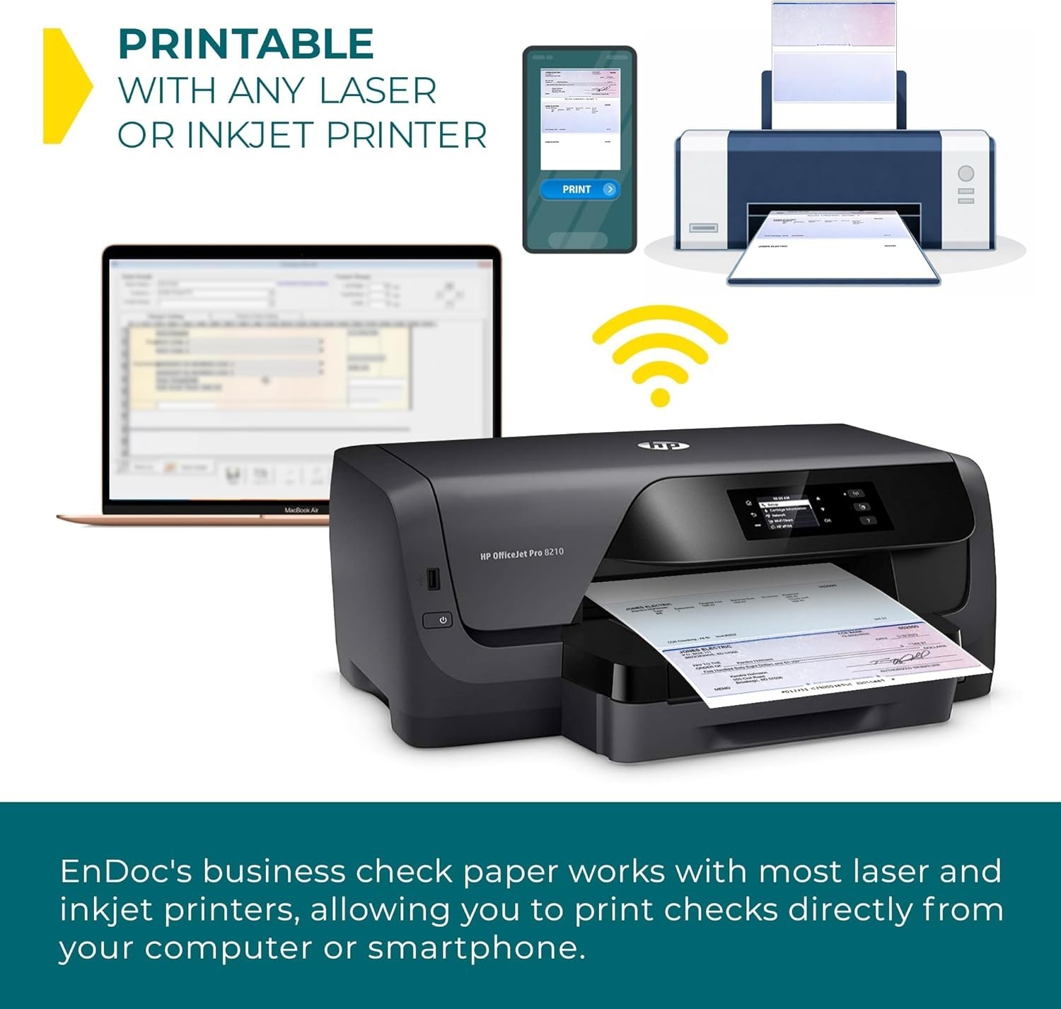 Secure & Easy-to-Print Computer Check Paper – 50 Sheets, Smooth Finish Blue-Red