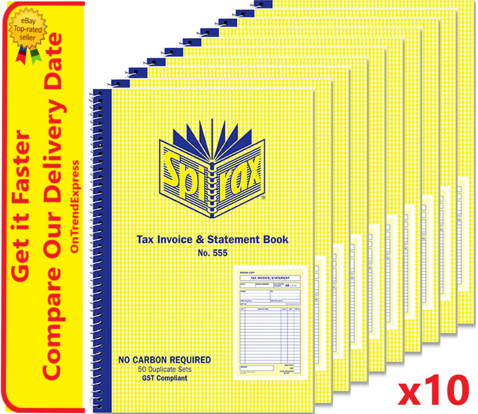 NEW 10 x Spirax 555 Invoice & Statement Book Dup 207 x 144mm 40897
