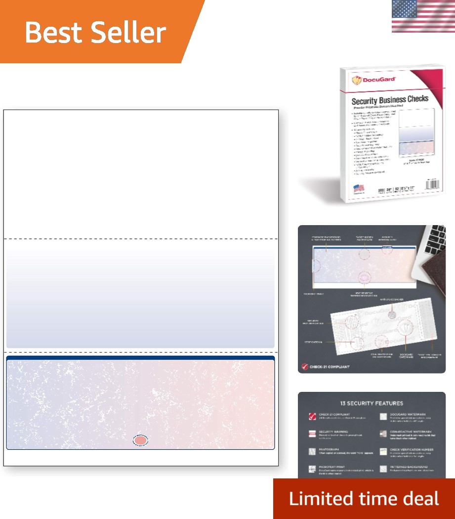 Professional Business Check Paper – 500 Blue/Red Checks with Security Features