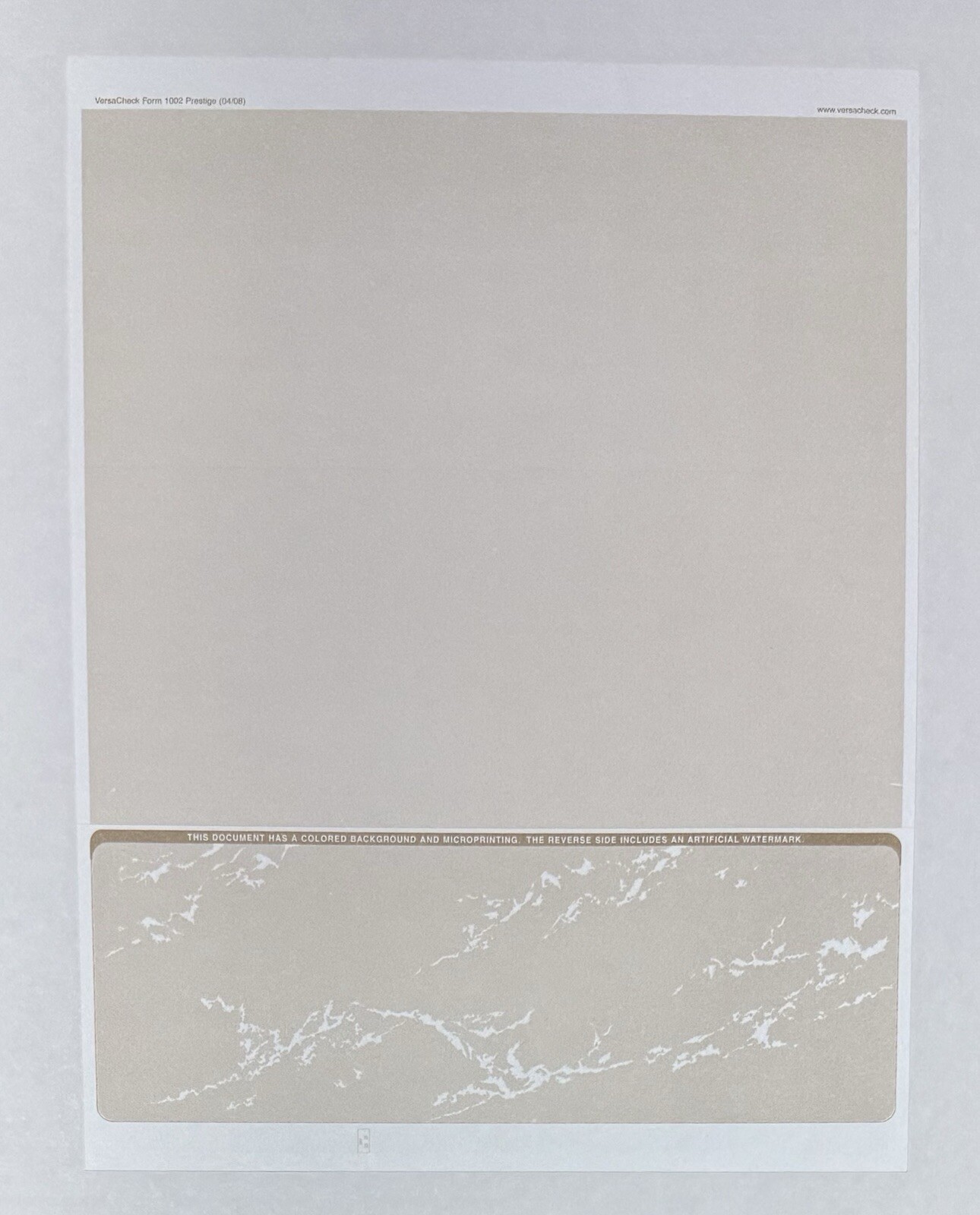 (500) Versacheck Tan Prestige Security Business Check Blank Refills Bottom #1002