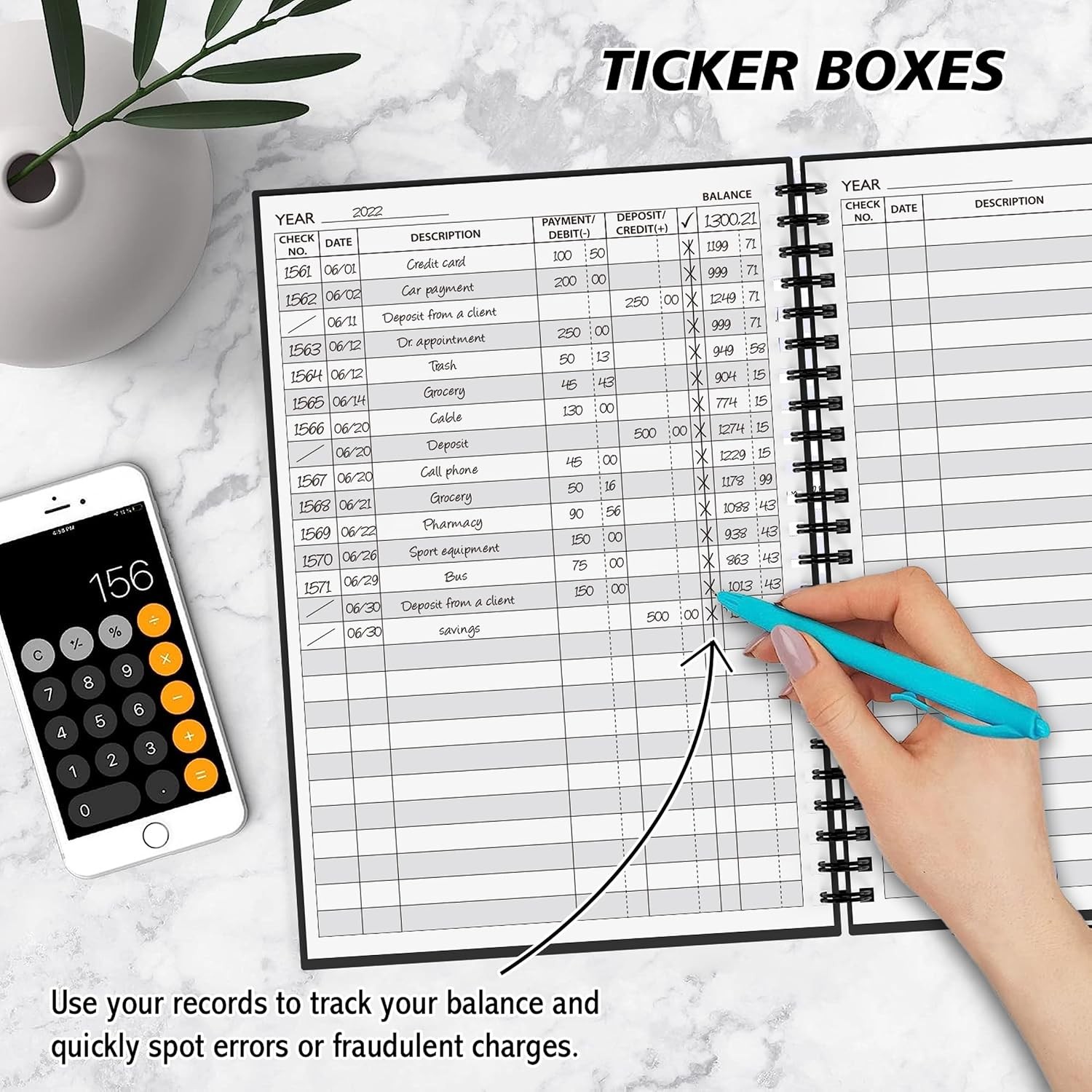Accounting Ledger Book – A5 Check Register for Small Businesses & Personal Use,