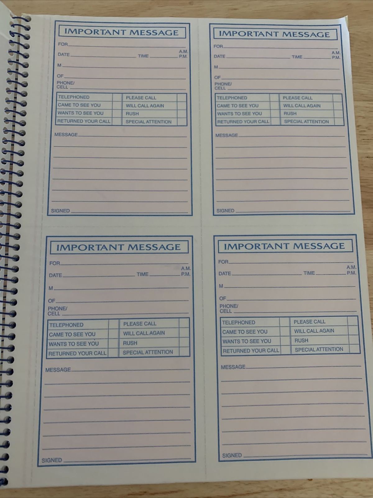 Message Book While You Were Out 50 Pages White Pink Phone Pad Carbon Copy Adams