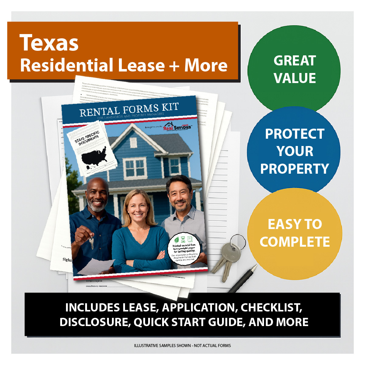 Texas Residential Lease Agreement + Landlord Rental Forms Kit