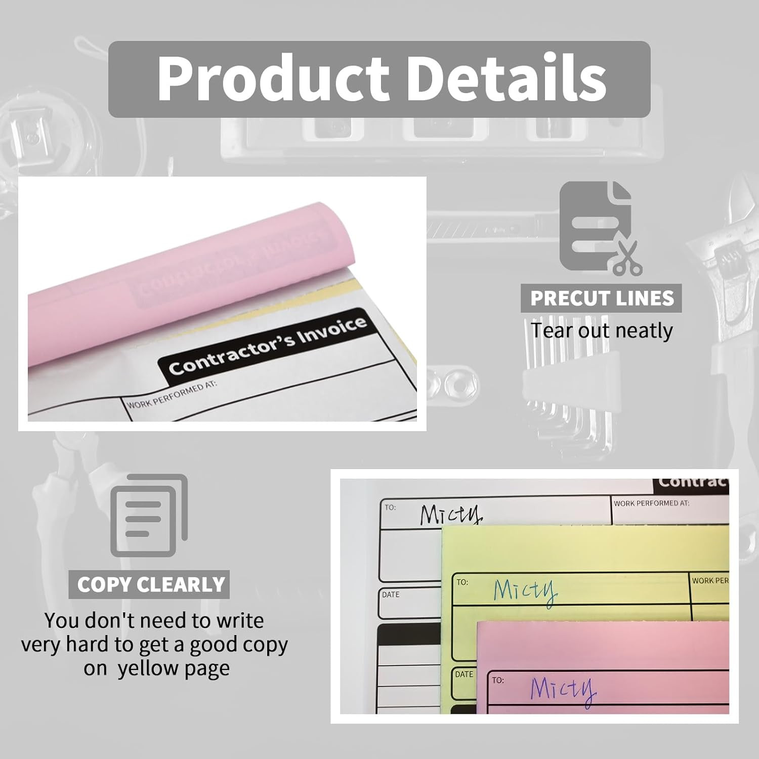 Contractor Invoice Books,3 Part Carbonless Contractor Estimate Book,Work Order R