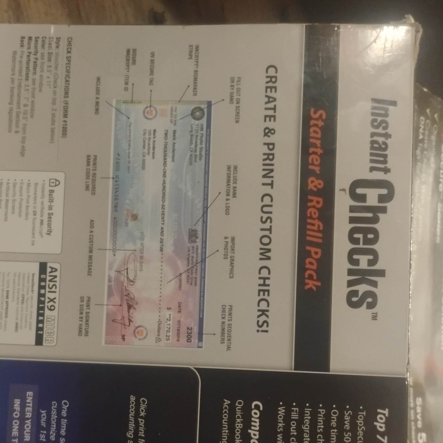 VersaCheck TopSecure Series Business Voucher Checks Form #1000 250 Sheets