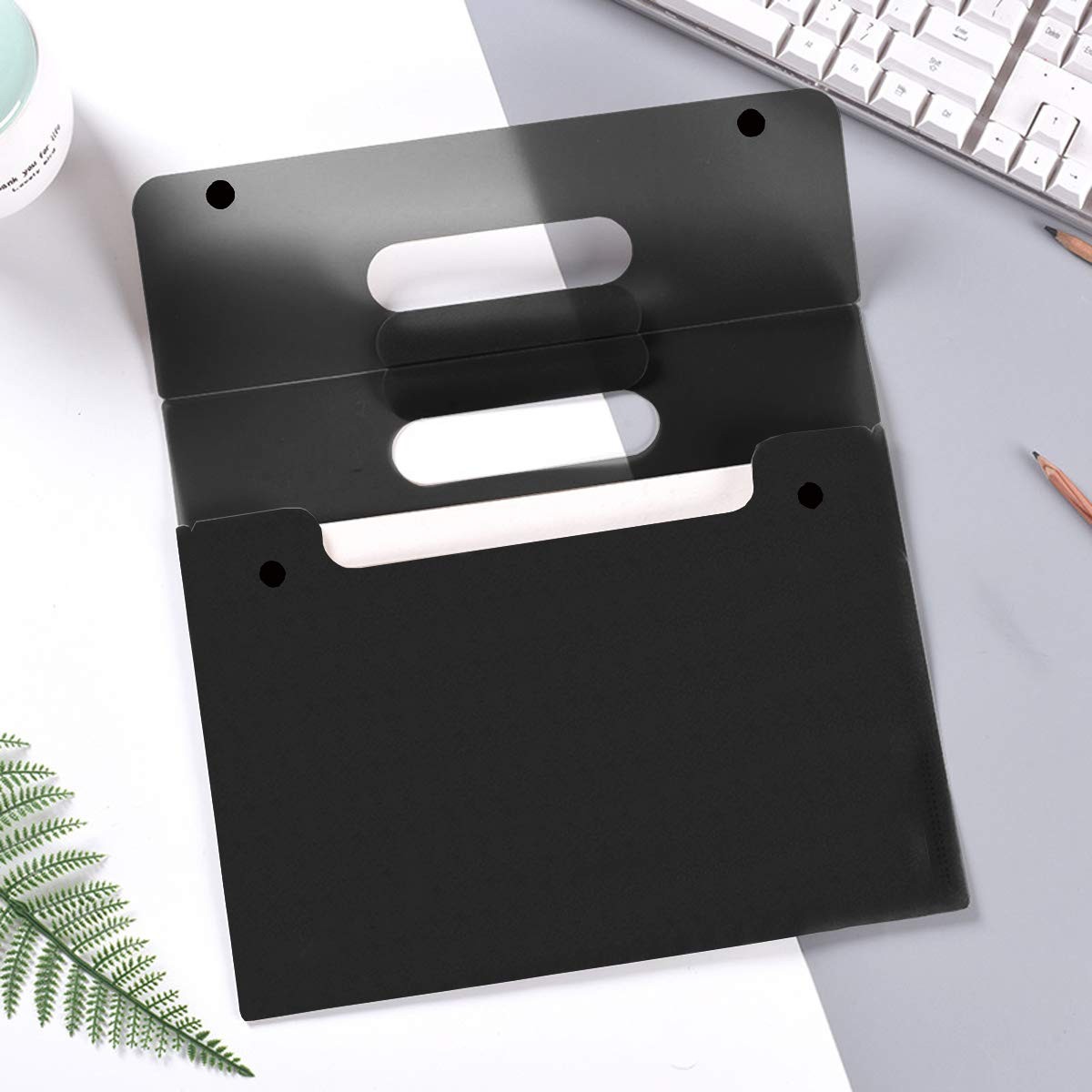 Enyuwlcm A4 Plastic Envelopes Document Holder with Handle Poly 5 Pack, Black