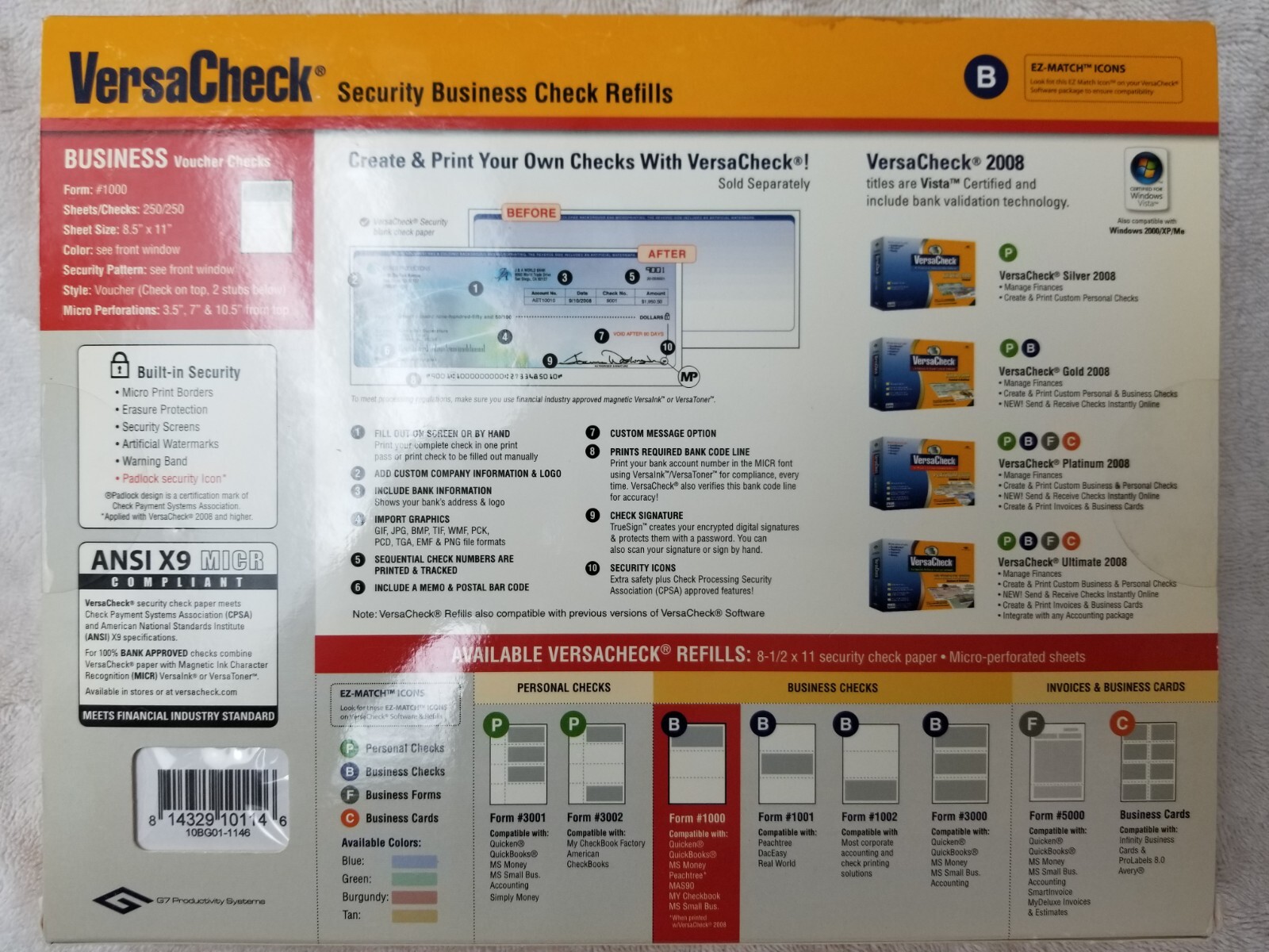 VersaCheck Security Business Check Refills