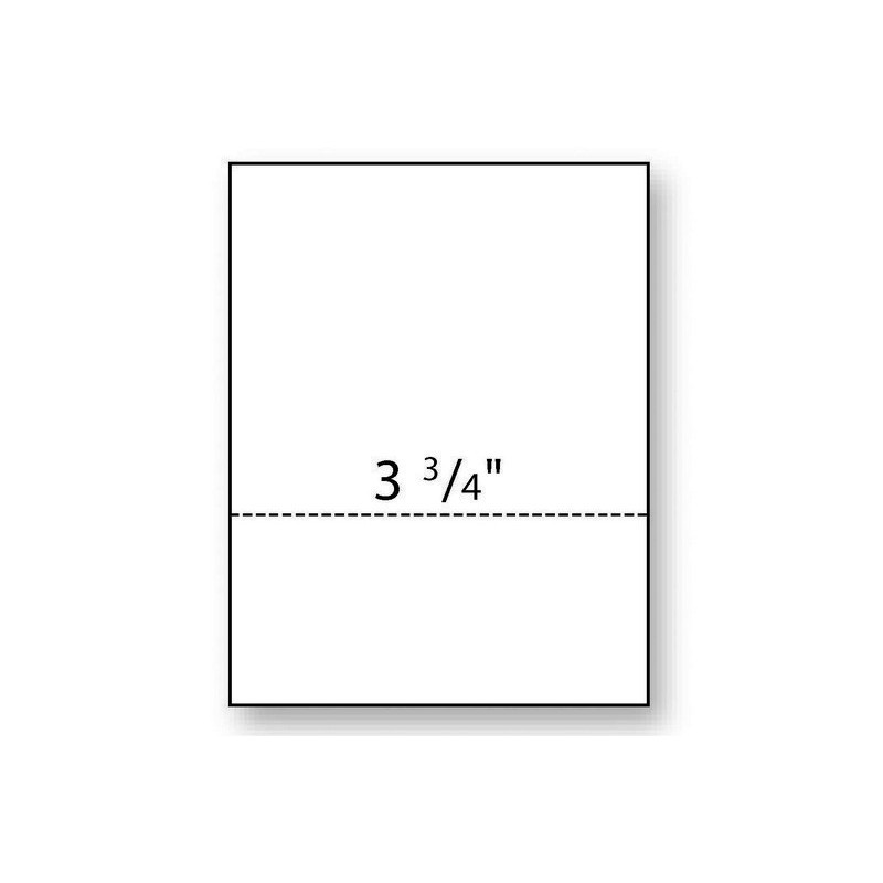 8-1/2” x 11″ Laser Cut Sheet, 24# White Stock, 1 Horizontal Perforation 3-3/4″